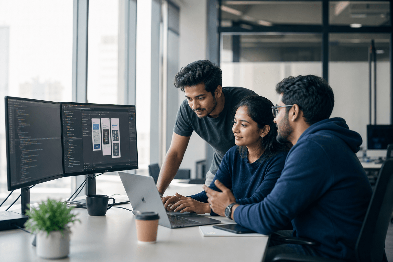 AVYRION software engineers in Gurugram collaborating on code and product design