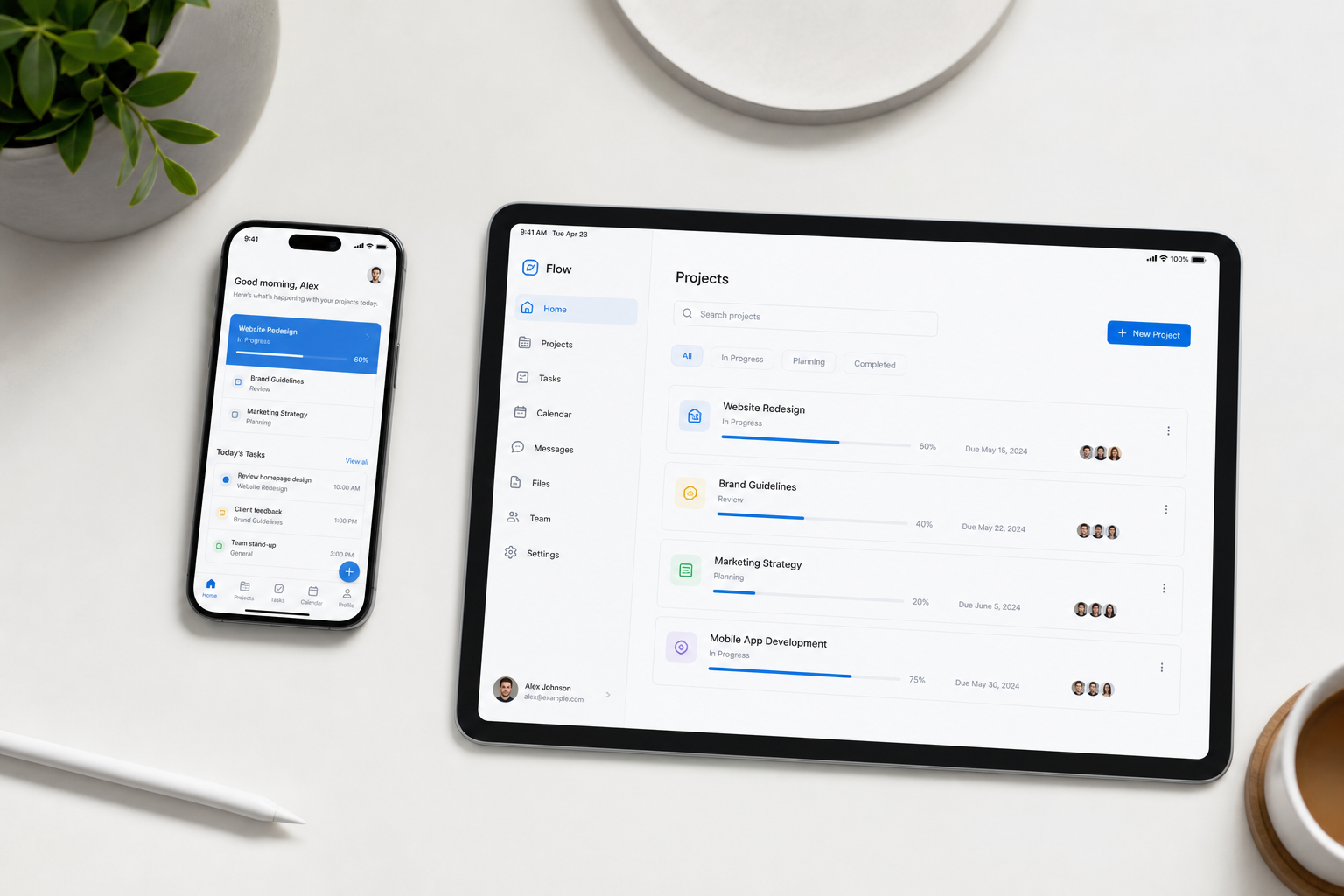 Smartphone and tablet showing a mobile app interface during a product review