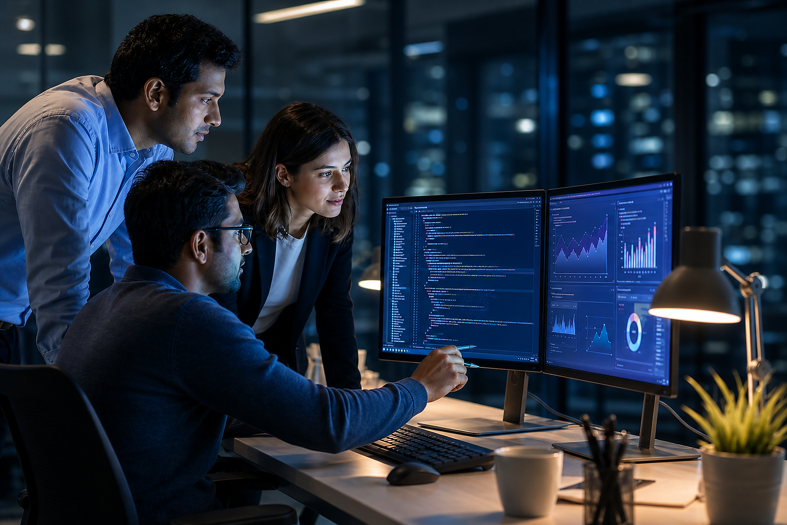 Product team collaborating in an office
